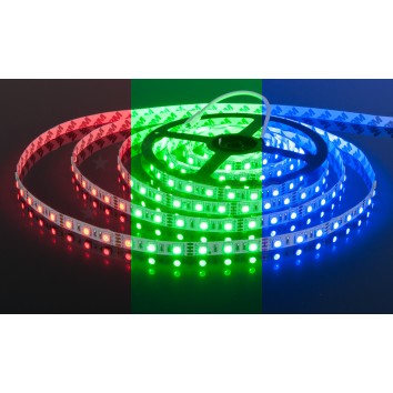 Лента светодиодная RGB (red, green, blue) 5050, IP65, 60LED/m, 12В, 14.4Вт/м, 5м*10мм GLS